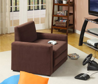Brown DHP Sleeper Chair in Living Room