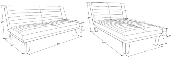 Dillan Futon and Chaise Dimensions