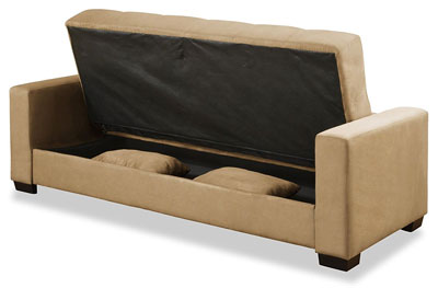 Microfiber Sofa Bed Large Hidden Storage Compartment Underneath the Seat