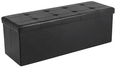 Black Faux Leather Tufted Storage Ottoman for Seating, Storage or Your Feet!
