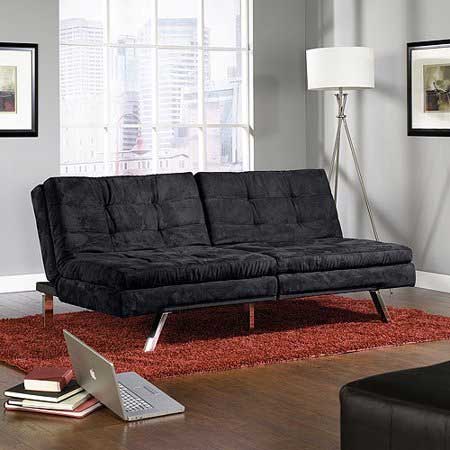 Plush Sauder Studio Futon Sofa in Black