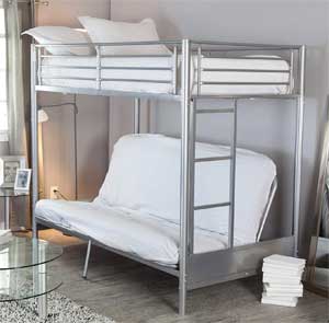 Duro Wesley Silver Metal Frame Twin Over Full Futon Bunk Bed