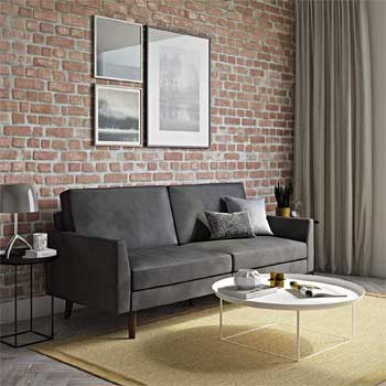 Grey Velvet Futon that Looks Like a Sofa