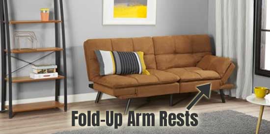 Memory Foam Futon with Fold-Up Armrests