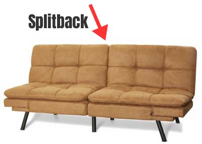 Splitback Feature on Futon Seatback - Each Side Folds Down Separately