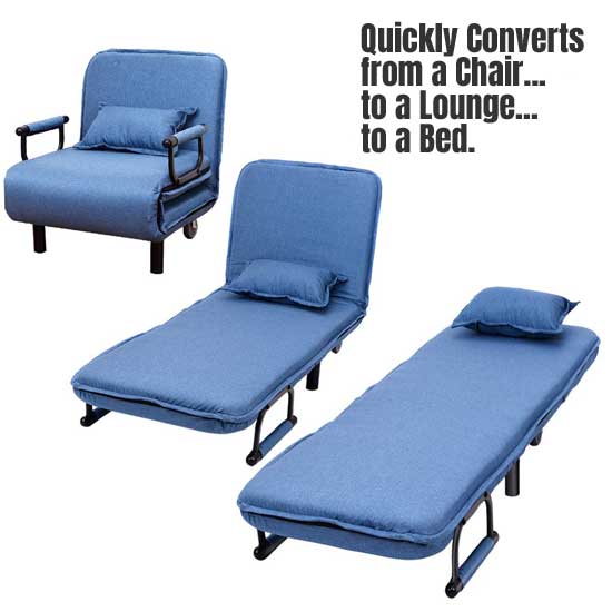 Sleeper Chair Converts from a Chair to a Lounge to a Bed