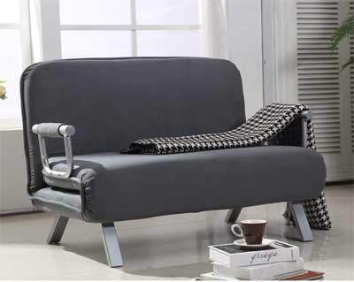 HomCom Twin Sleeper Chair in Grey Faux Suede
