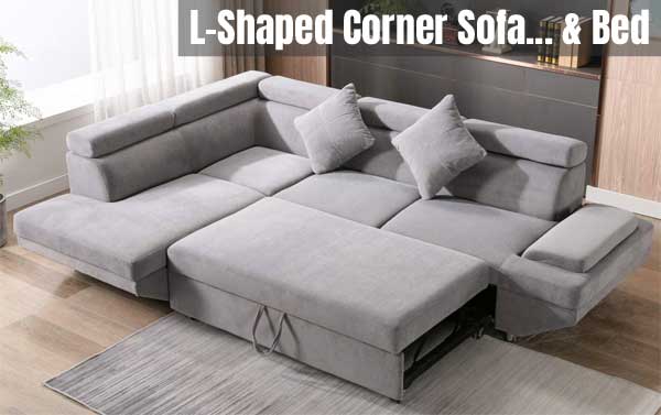 L-Shaped Corner Sofa Bed & Convertible Futon