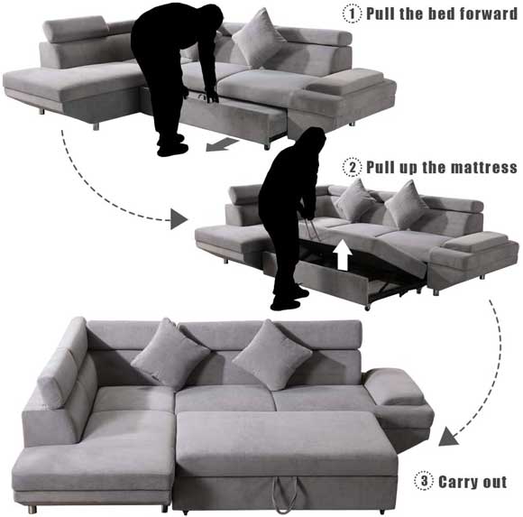 Quick and Easy L-Shaped Sofa Bed Set Up