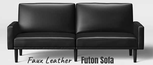Black Faux Leather Futon Sofa
