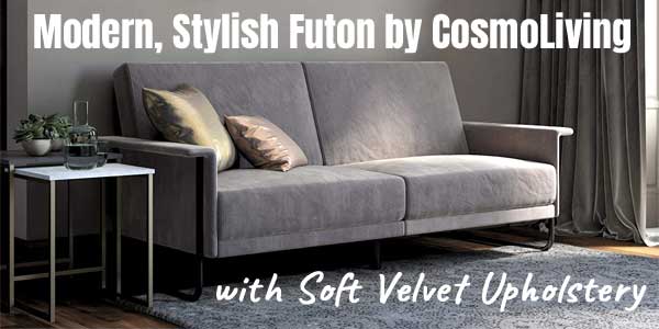 Gray Velvet CosmoLiving Futon - Modern, Stylish & Soft