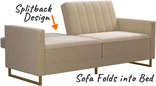 Splitback Futon Sofa Folds Flat into Bed