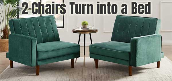 Set of Futon Chairs Turns into a Futon Sofa Bed