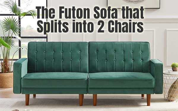 Futon Sofa Bed Turns into 2 Plush Living Room Chairs