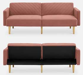 Front and Back Views of the Mopio Chloe Futon Sofa