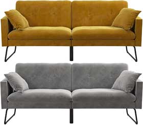 Mr Kate Futon Colors: Mustard Yellow and Dark Grey Velvet Upholstery